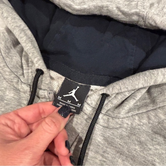 Nike Air Jordan All Around FZ Hooded Zip Front Gray Black Jacket Medium - Picture 6 of 12